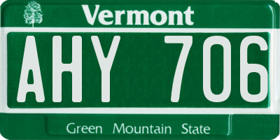 VT license plate AHY706
