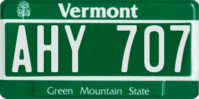 VT license plate AHY707