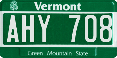 VT license plate AHY708