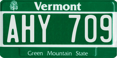 VT license plate AHY709