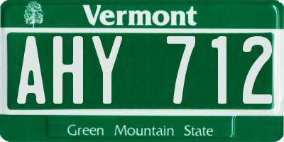 VT license plate AHY712