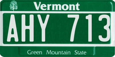 VT license plate AHY713