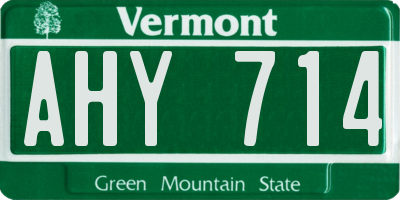 VT license plate AHY714