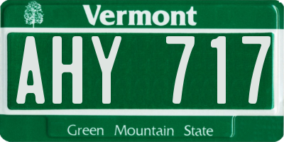 VT license plate AHY717