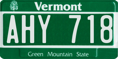 VT license plate AHY718