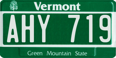 VT license plate AHY719