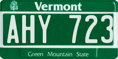 VT license plate AHY723