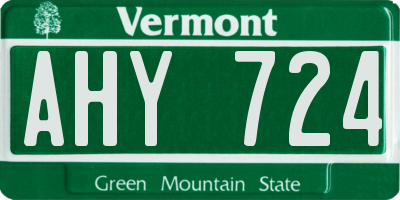 VT license plate AHY724