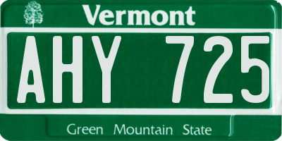 VT license plate AHY725