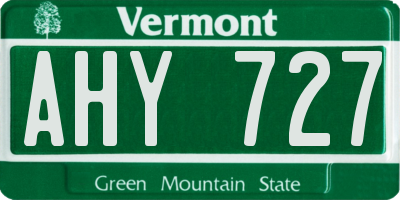 VT license plate AHY727