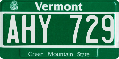 VT license plate AHY729