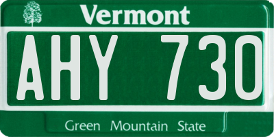 VT license plate AHY730