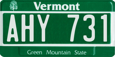 VT license plate AHY731