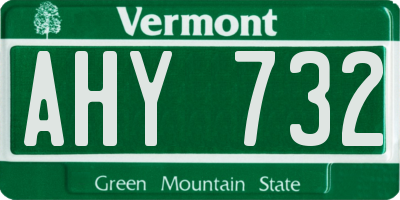VT license plate AHY732