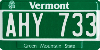 VT license plate AHY733