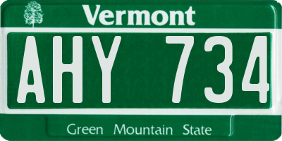 VT license plate AHY734
