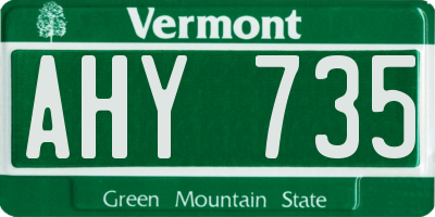 VT license plate AHY735