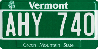 VT license plate AHY740