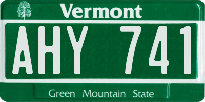 VT license plate AHY741