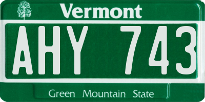 VT license plate AHY743