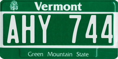 VT license plate AHY744