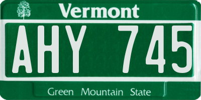VT license plate AHY745