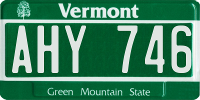 VT license plate AHY746