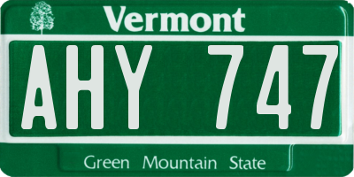 VT license plate AHY747