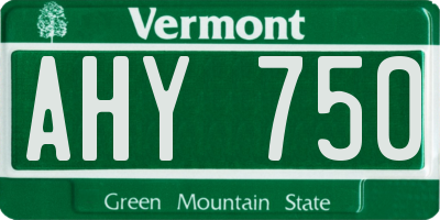VT license plate AHY750