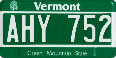 VT license plate AHY752
