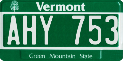 VT license plate AHY753