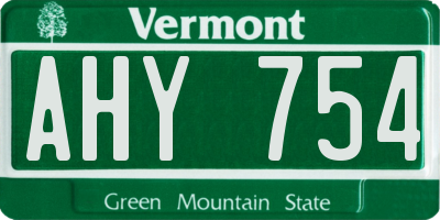 VT license plate AHY754