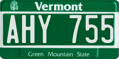 VT license plate AHY755