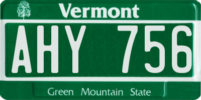 VT license plate AHY756