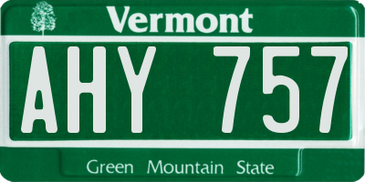 VT license plate AHY757