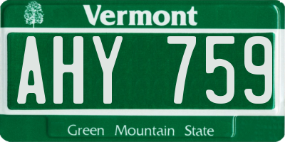 VT license plate AHY759