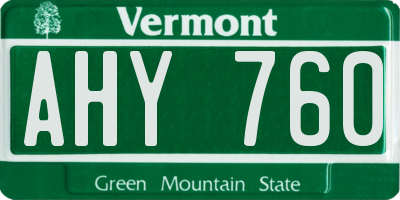 VT license plate AHY760