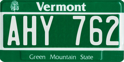 VT license plate AHY762