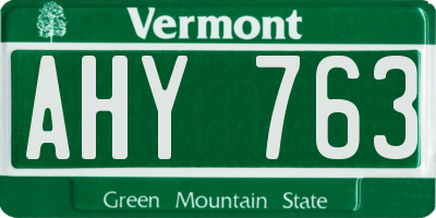 VT license plate AHY763