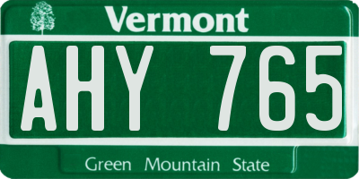 VT license plate AHY765