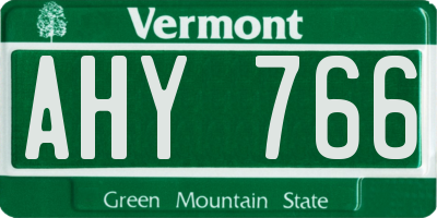 VT license plate AHY766