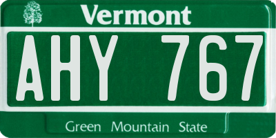 VT license plate AHY767