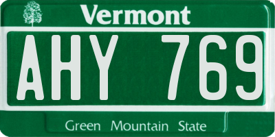 VT license plate AHY769
