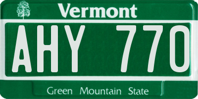 VT license plate AHY770