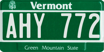 VT license plate AHY772