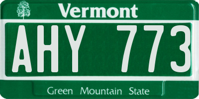 VT license plate AHY773