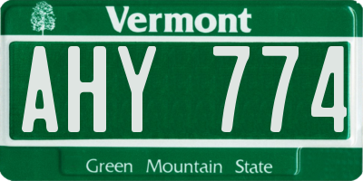 VT license plate AHY774
