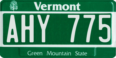 VT license plate AHY775