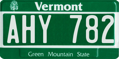 VT license plate AHY782