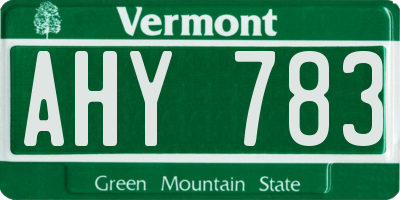 VT license plate AHY783